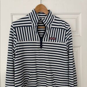 Women’s Vineyard Vines Navy and White Striped Quarter Zip